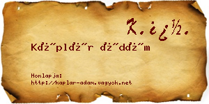 Káplár Ádám névjegykártya
